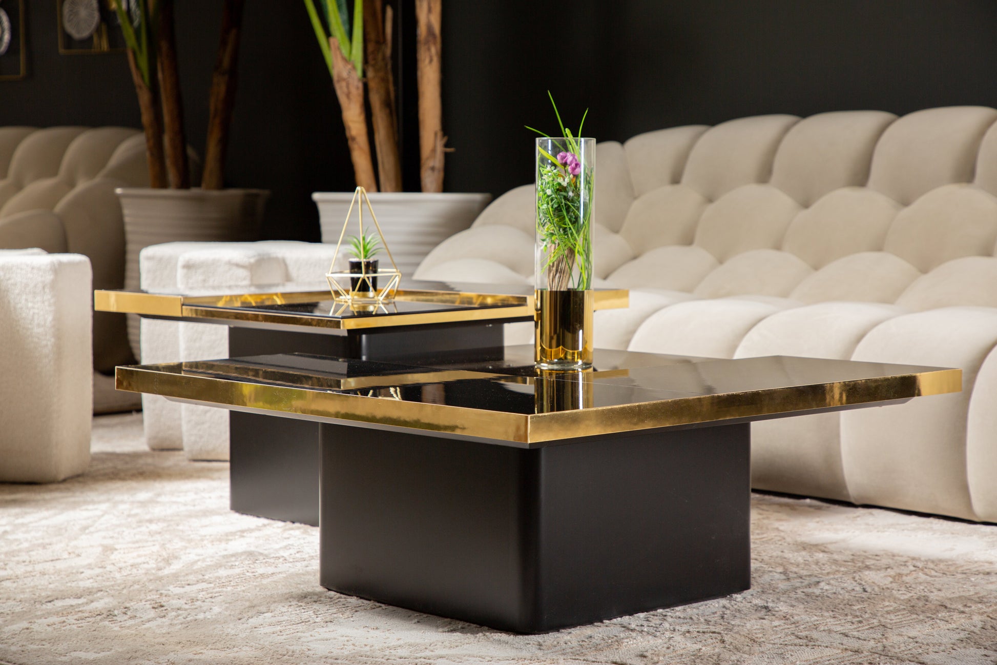 Warm wood coffee table with natural grain and ample surface space