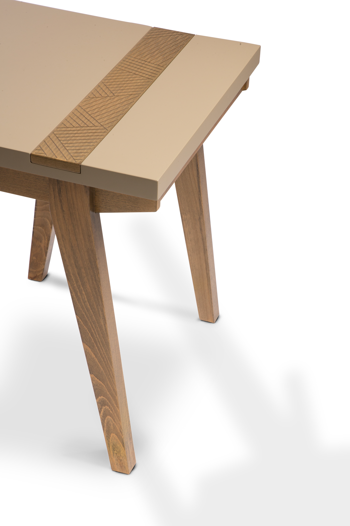 Warm wood coffee table with natural grain and ample surface space