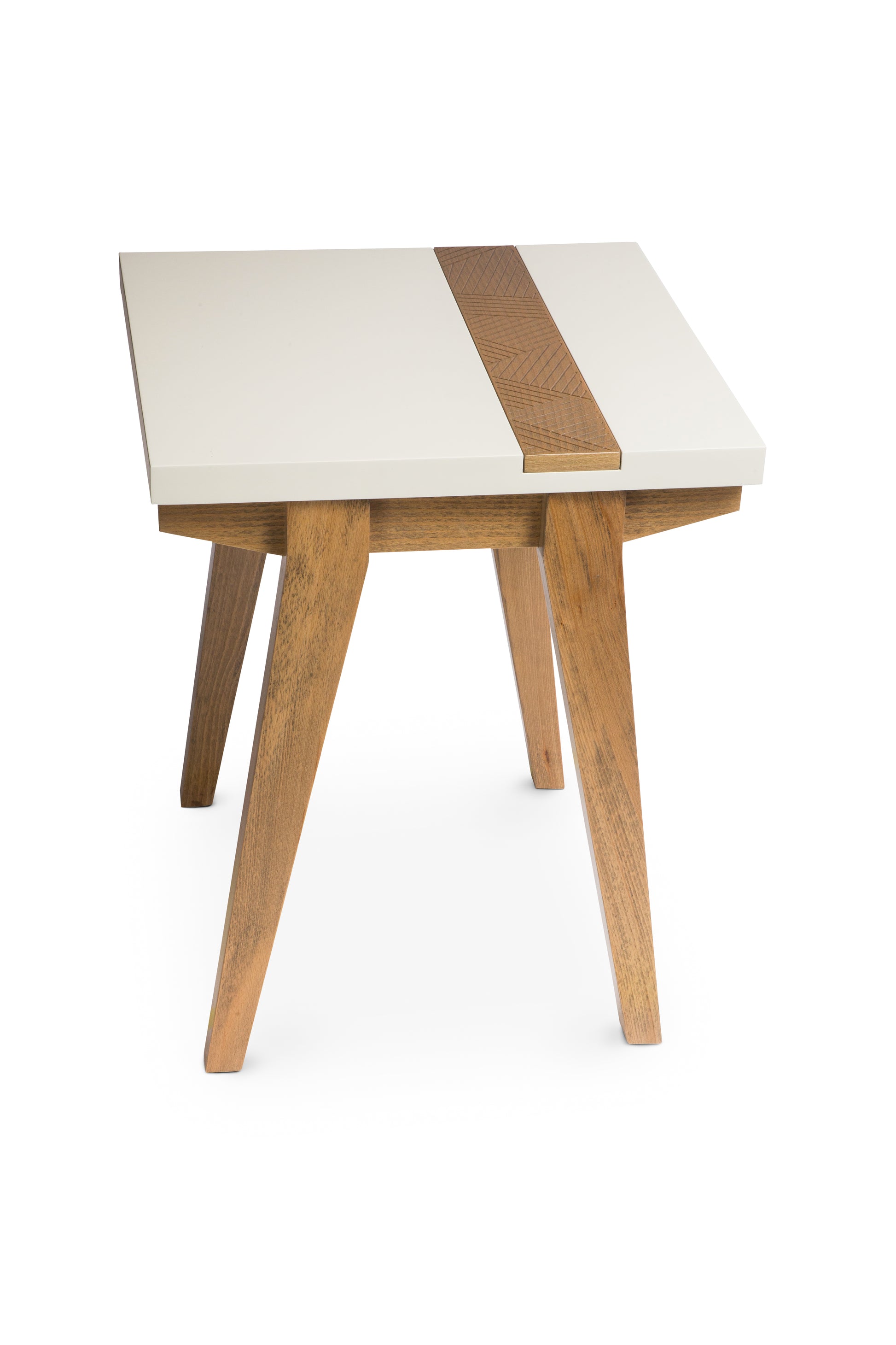 Warm wood coffee table with natural grain and ample surface space