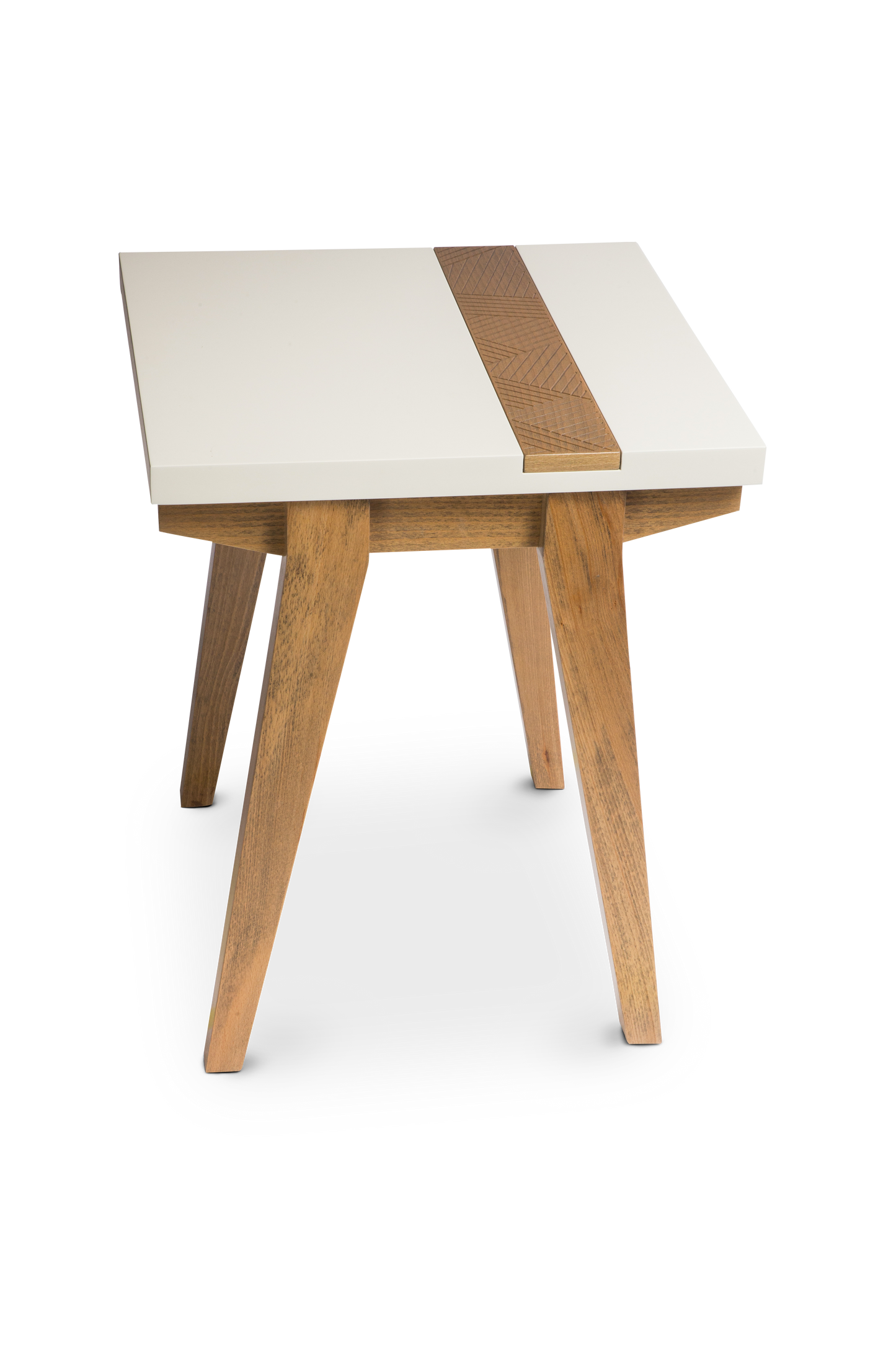 Warm wood coffee table with natural grain and ample surface space