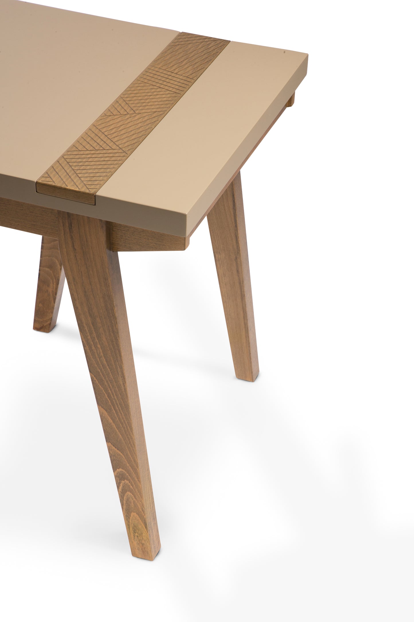 Warm wood coffee table with natural grain and ample surface space